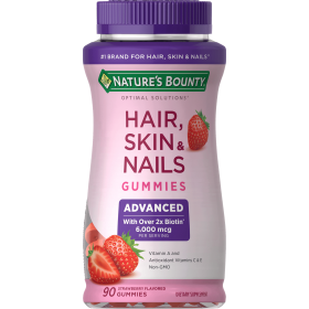 Nature's Bounty Advanced Hair; Skin and Nails Strawberry Gummies; 6000 mcg Biotin; 90 Count