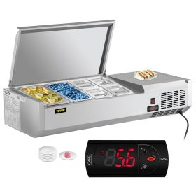 VEVOR Refrigerated Condiment Prep Station, 48-Inch, 10.8Qt Sandwich/Salad Prep Table with 2 1/3 Pans & 4 1/6 Pans