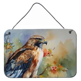 NEW Hawk Wall or Door Hanging Prints Aluminum Metal Sign Kitchen Wall Bar Bathroom Plaque Home Decor, 8HX12W, Multicolor