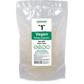 Nutricost Empty Capsules Size 1 Vegan - 500 Clear Empty Plant-Based Capsules - Kosher Certified, Halal Certified, Non-GMO, Soy Free, Gluten Free