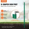 VEVOR 8FT U-Channel Sign Post, 4Pack Green Heavy Duty Steel Fixed Fence Post, Steel Fence U-Channel Sign for Garden, Courtyard