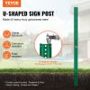 VEVOR 6FT U-Channel Sign Post, 4Pack Green Heavy Duty Steel Fixed Fence Post, Steel Fence U-Channel Sign for Garden, Courtyard