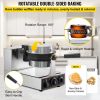 VEVOR Commercial Bubble Waffle Maker, Hexagonal Mould, 1200W Egg Bubble Puff Iron w/ 360°Rotatable 2 Pans & Bent Handles