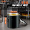 VEVOR Fryer Grease Bucket, 8 Gal Oil Disposal Caddy Stainless Steel Fryer Oil Bucket Rust-Proof Coating, Oil Transport Container with Lid, Lock Clips