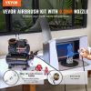 Airbrush Kit, Dual Fan Air Tank Compressor System Kit with 3.5L Air Storage Tank, Air Brush Set with 0.3 mm Tip Airbrush, Holder, Color Mixing Wheel