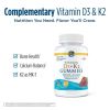 Nordic Naturals Vitamin D3+K2 Gummies, 1000 IU, Great Taste, Non-GMO 60 Ct