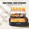 VEVOR Smokeless Indoor Grill, 110 sq.in 1500W Electric BBQ Grill with Non-Stick Surface, Adjustable Temperature, Turbo Smoke Extractor