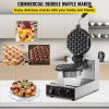 VEVOR Commercial Bubble Waffle Maker, Hexagonal Mould, 1200W Egg Bubble Puff Iron w/ 360°Rotatable 2 Pans & Bent Handles