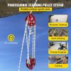 VEVOR Twin Sheave Block and Tackle 0.43-0.5Inch 100-200Ft Twin Sheave Block with Braid Rope 30-35KN 6600-7705LBS Double Pulley Rigging (7/16" x 250')