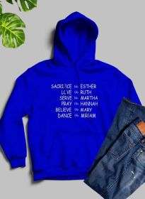 Women of the Bible Hoodie (Color: Royal Blue, size: large)