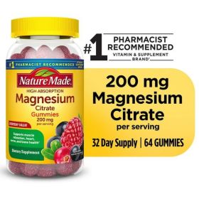 Nature Made High Absorption Magnesium Citrate 200 mg Gummies; 64 Count (Brand: Nature Made)