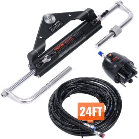VEVOR Hydraulic Outboard Steering Kit, 150HP, Marine Boat Hydraulic Steering System (Power: 150 hp, Hose Length: 24 ft)