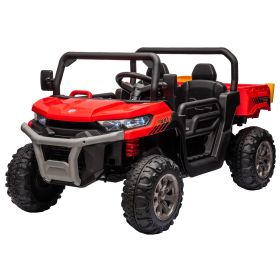 24V Ride On Truck 2 Seater Ride On UTV With 2x200W Motor Ride On Dump Truck With Dump Bed Shovel Ride On Car With Remote Control Electric Vehicle With (Color: Red)